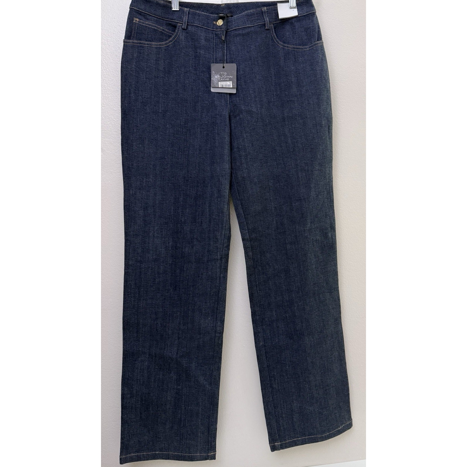Nwt St. John Caviar Jeans Stretchy Cotton 5-Pocket Dark Wash Size 12